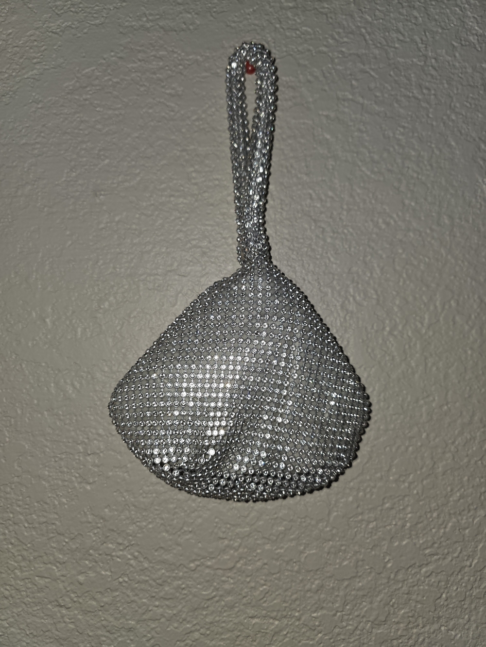 Silver Crystal Beaded Wristlet Bag for Women